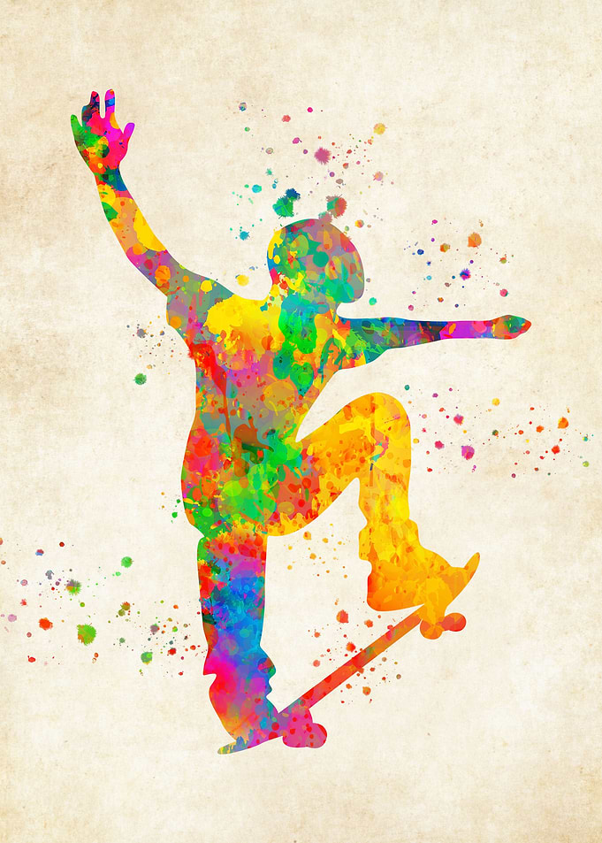 Skateboarder watercolor