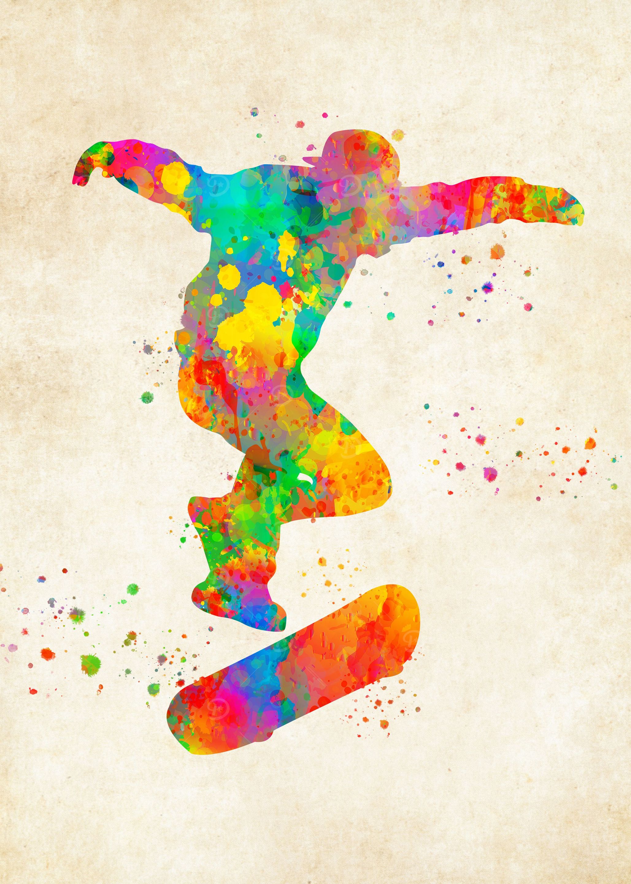 Skateboarder watercolor