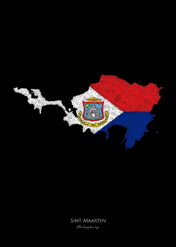 SINT MAARTEN FLAG MAP LINE