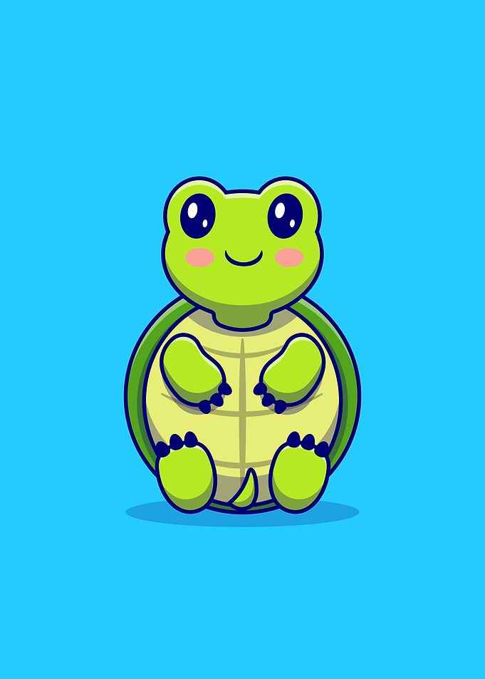 Cute turtle sit cartoon