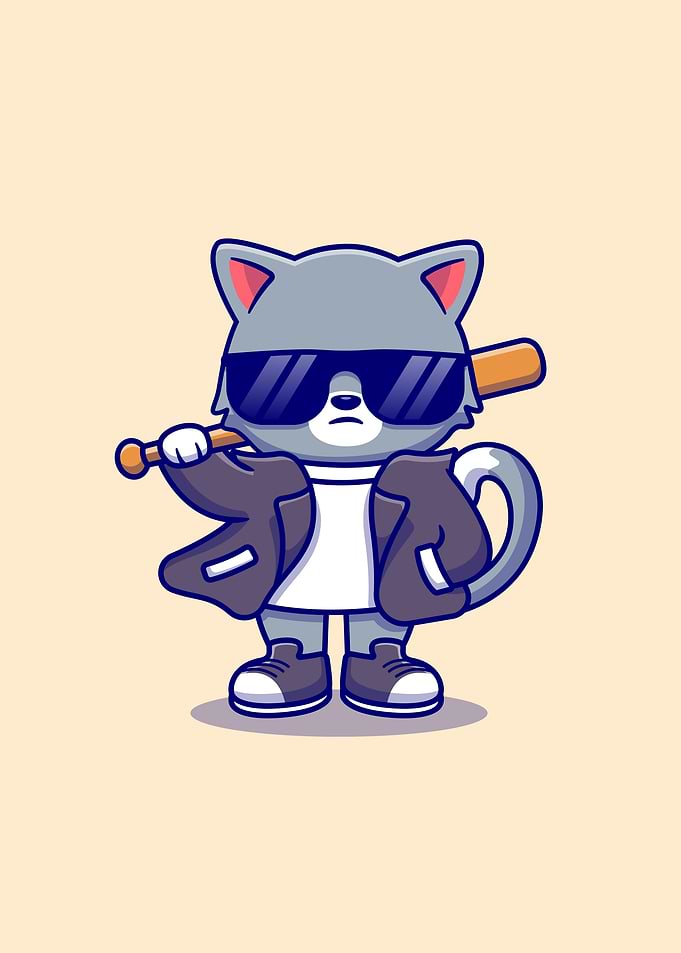 Cute bad cat wearing suit