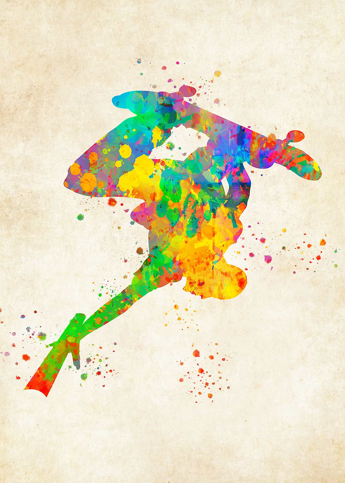 Skateboarder watercolor