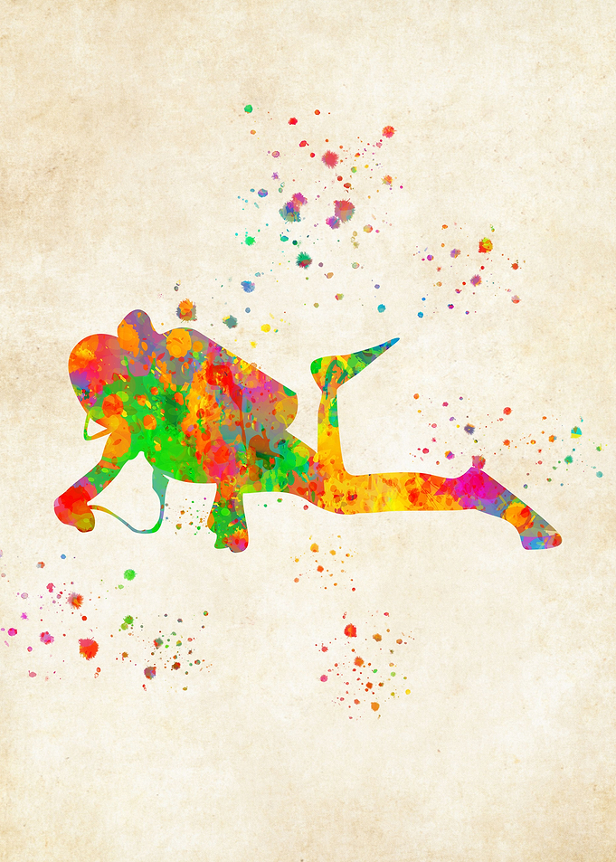 Scuba diving watercolor
