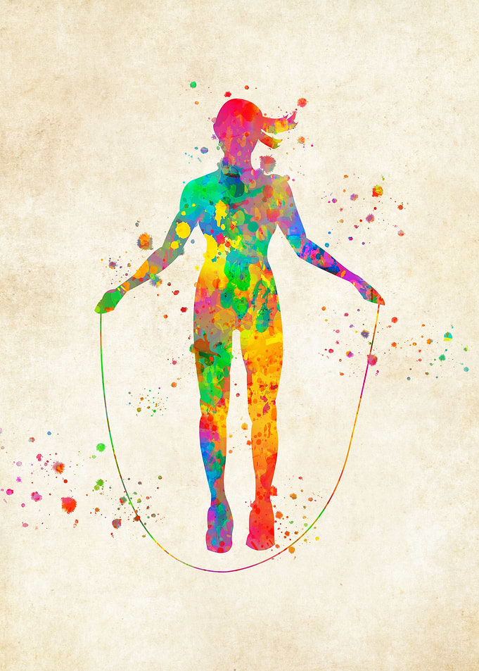 skipping watercolor