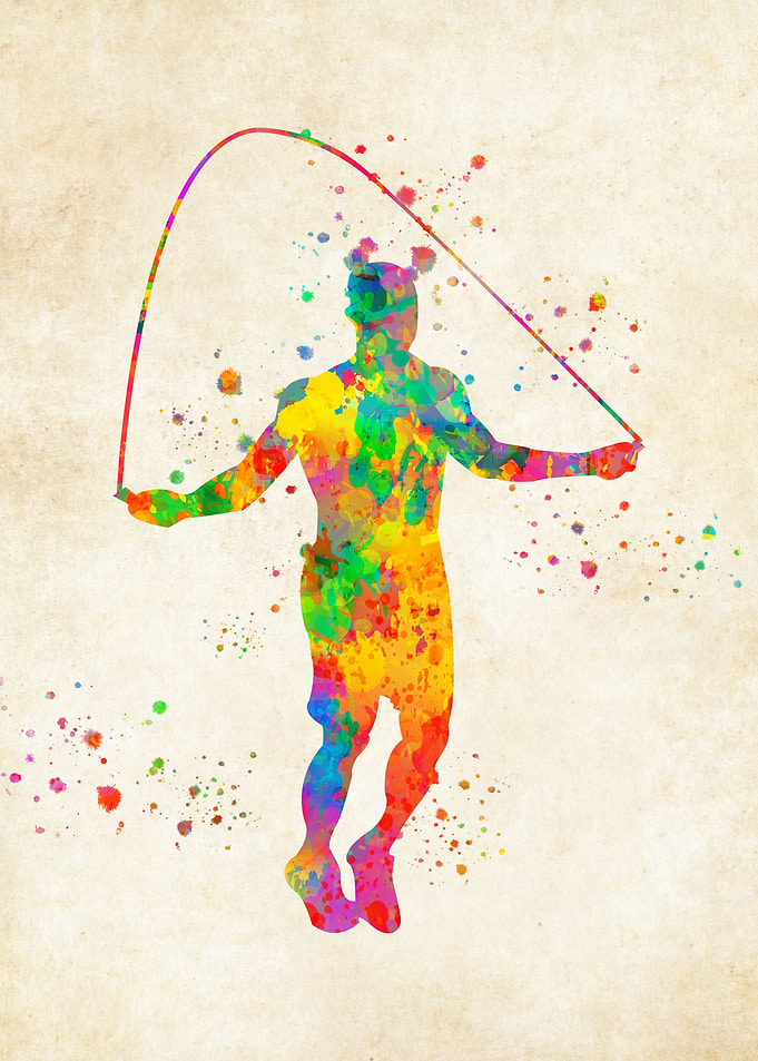 skipping watercolor
