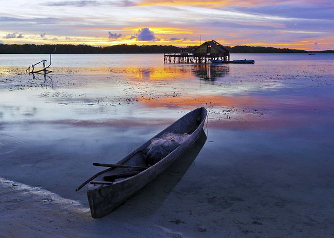 Boat at Lake by sunset