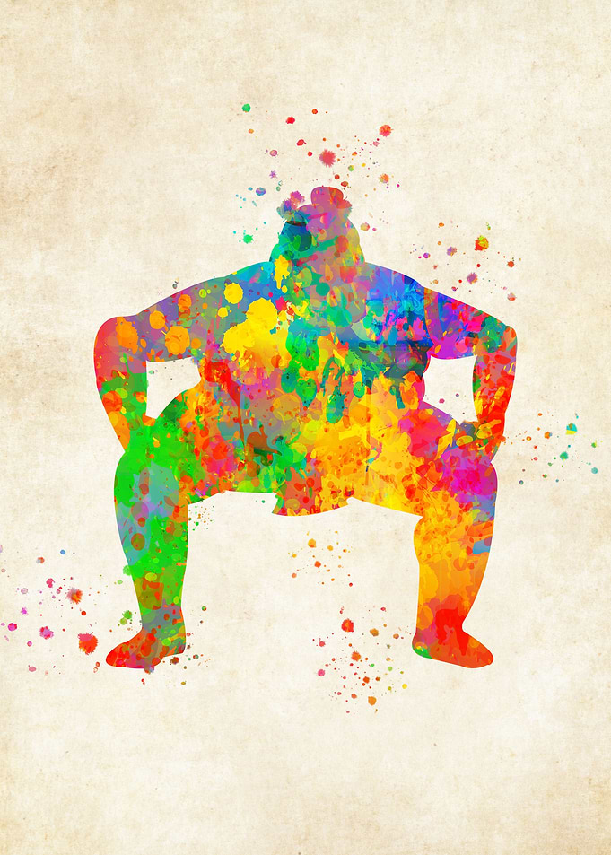Sumo japan watercolor