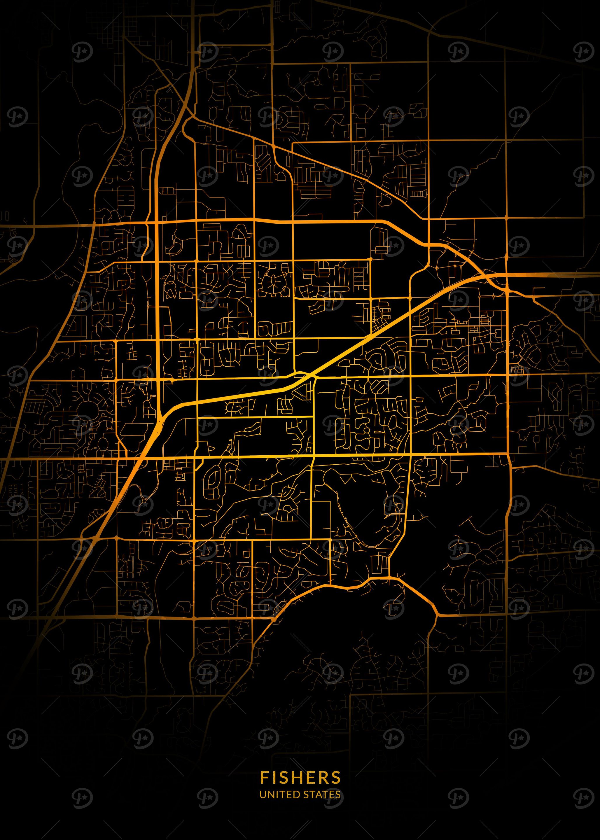 Fishers USA City Map