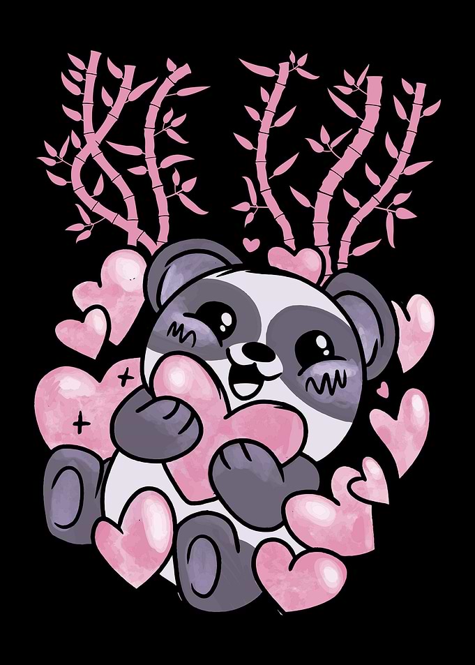 Kawaii Panda Heart Animal