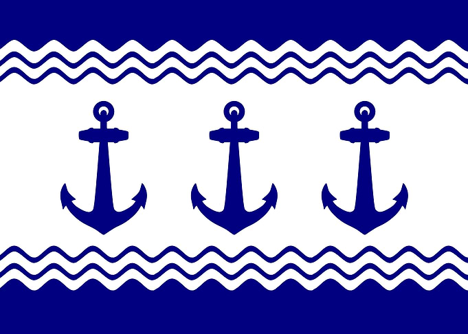 Navy Blue White Anchor