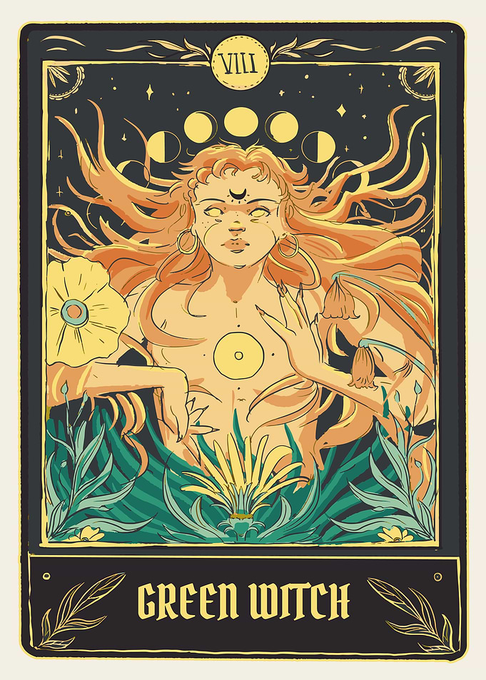 Tarot green witch Poster