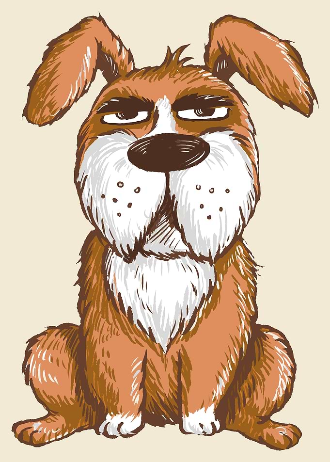 Serious dog cartoon Poster