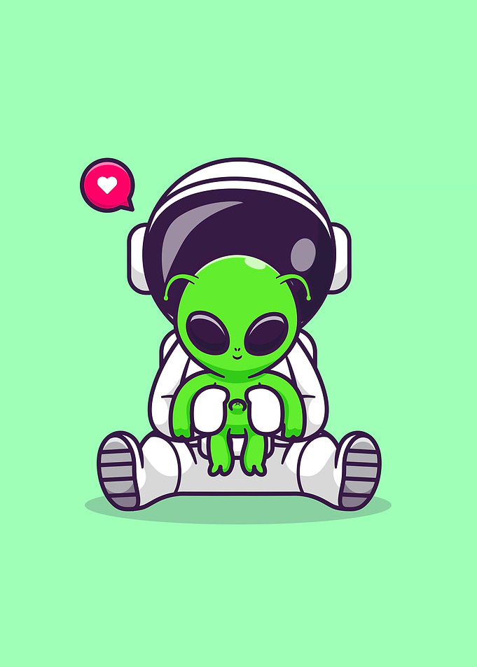 astronaut with baby alien