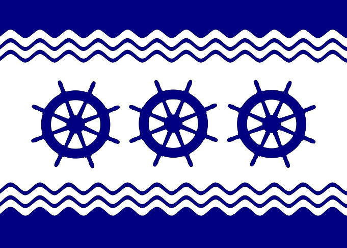 Navy Blue White Ship Helm