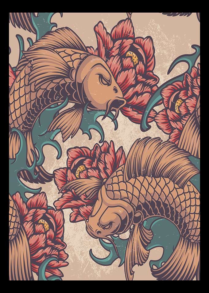 Abstract Japanese Fish