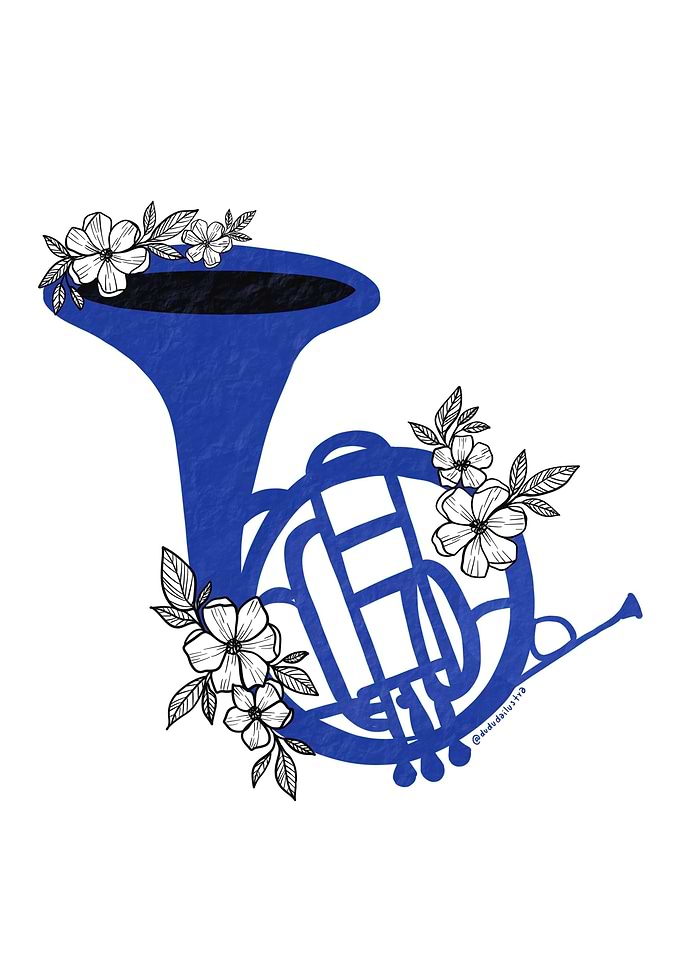 Blue French horn floral
