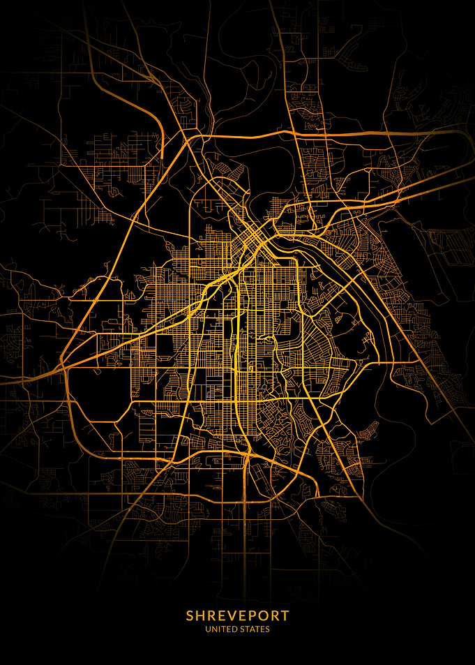Shreveport City Map Gold