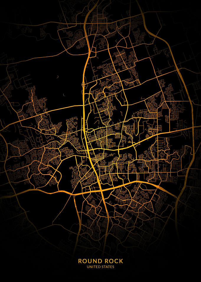 Round Rock City Map Gold