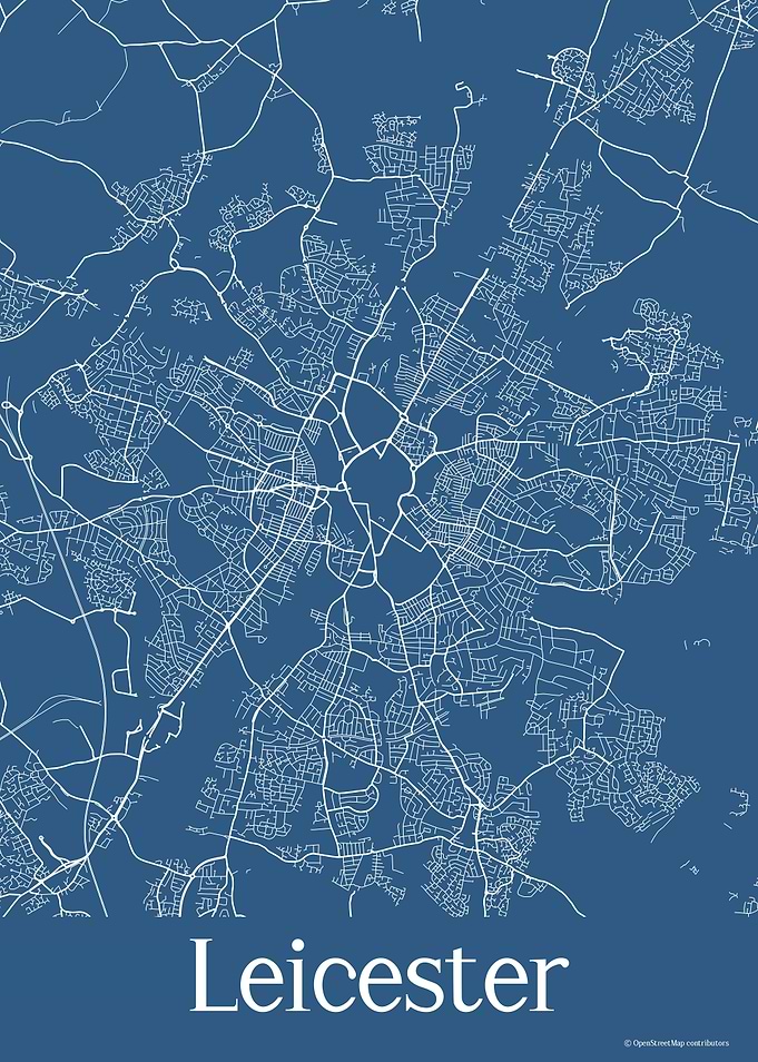 Leicester UK Blue Map