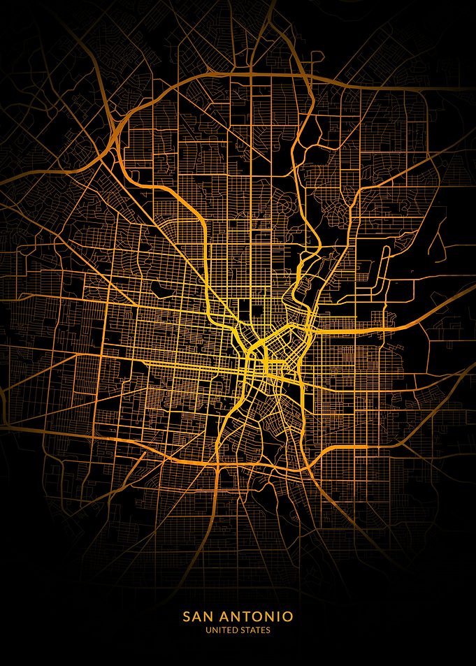 San Antonio City Map Gold