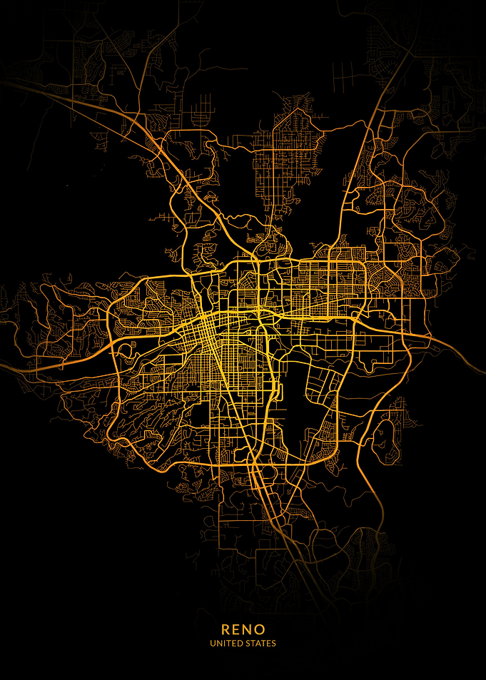 Reno City Map Gold