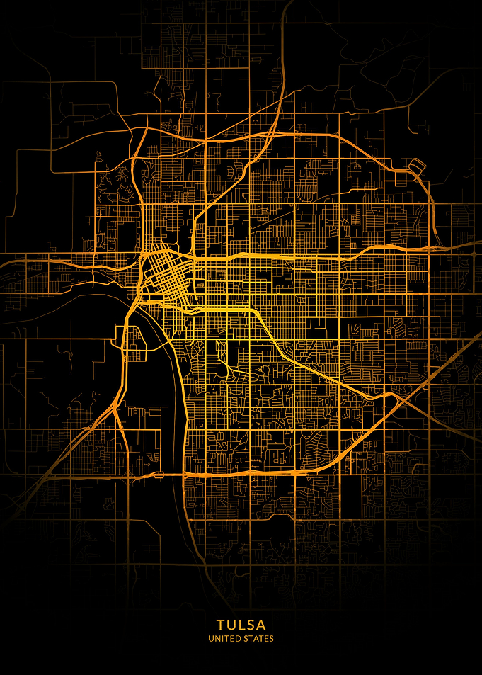 Tulsa City Map Gold
