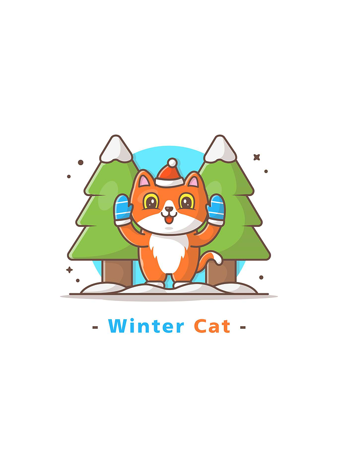 Cat playing in winter