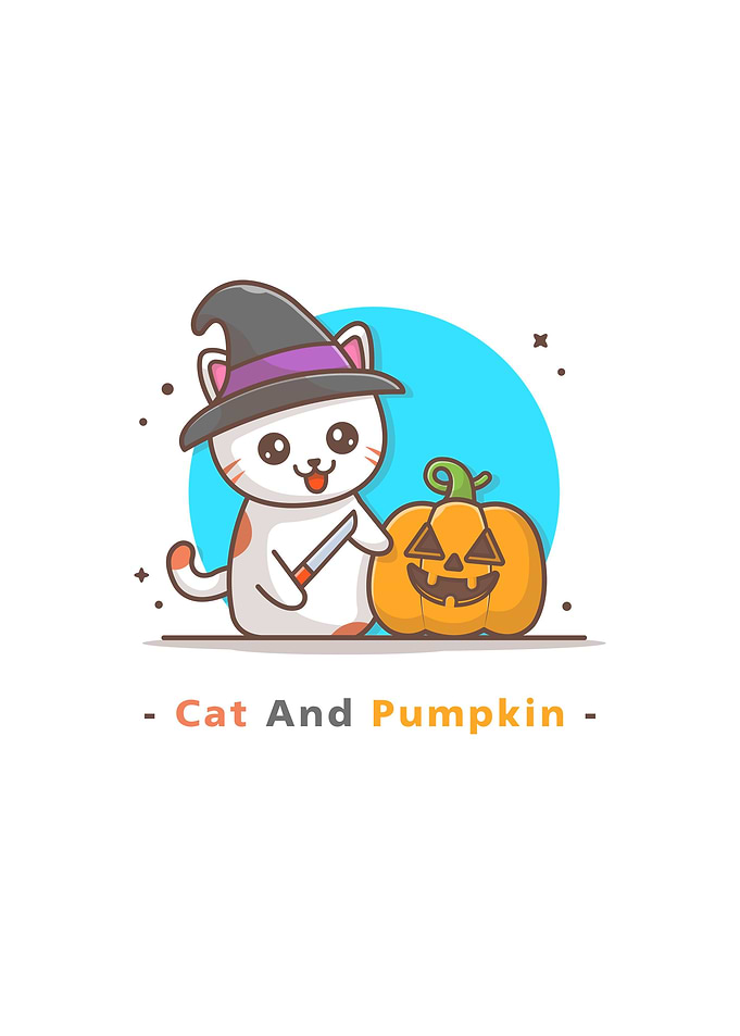 Witch cat carve pumpkin