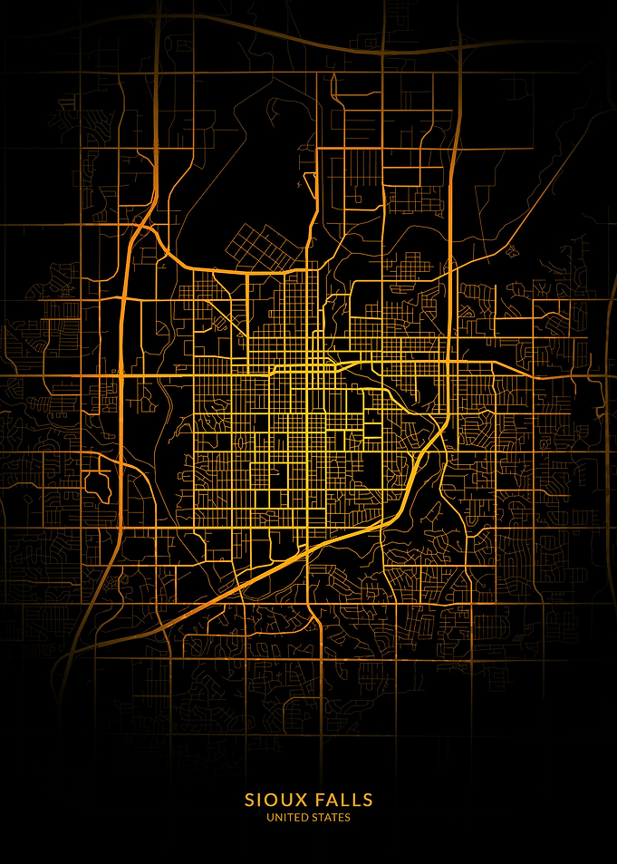 Sioux Falls City Map Gold
