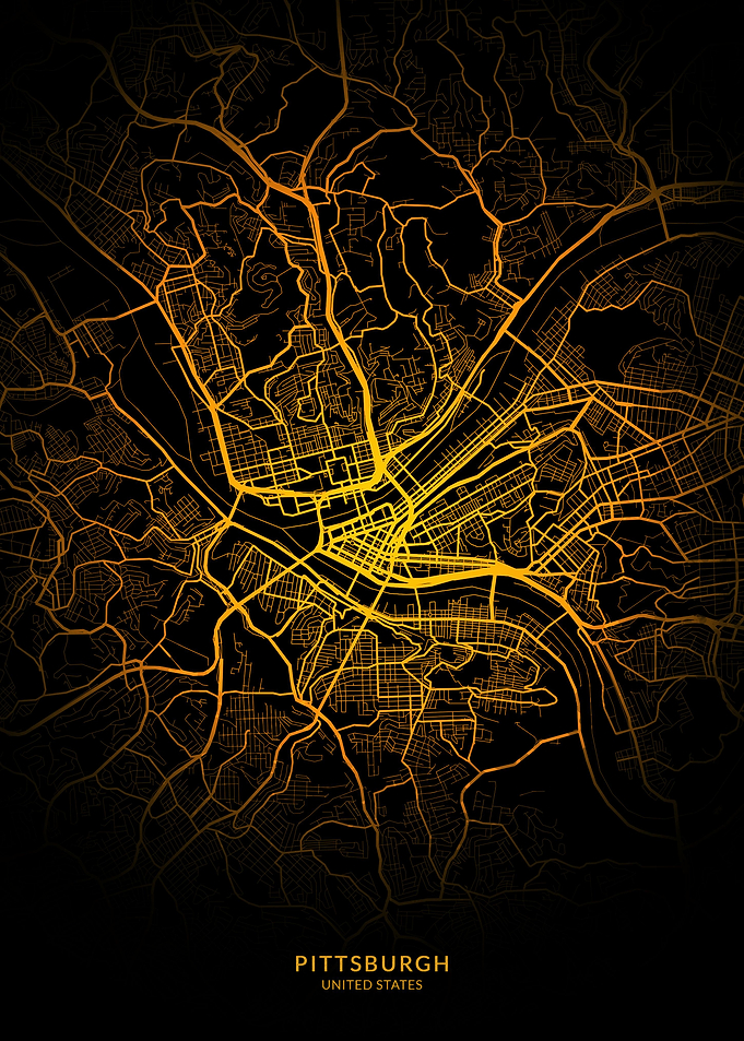 Pittsburgh City Map Gold
