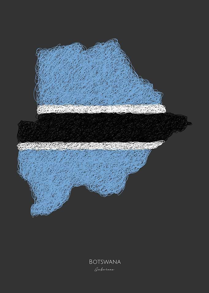 Botswana Gaborone Flag Map