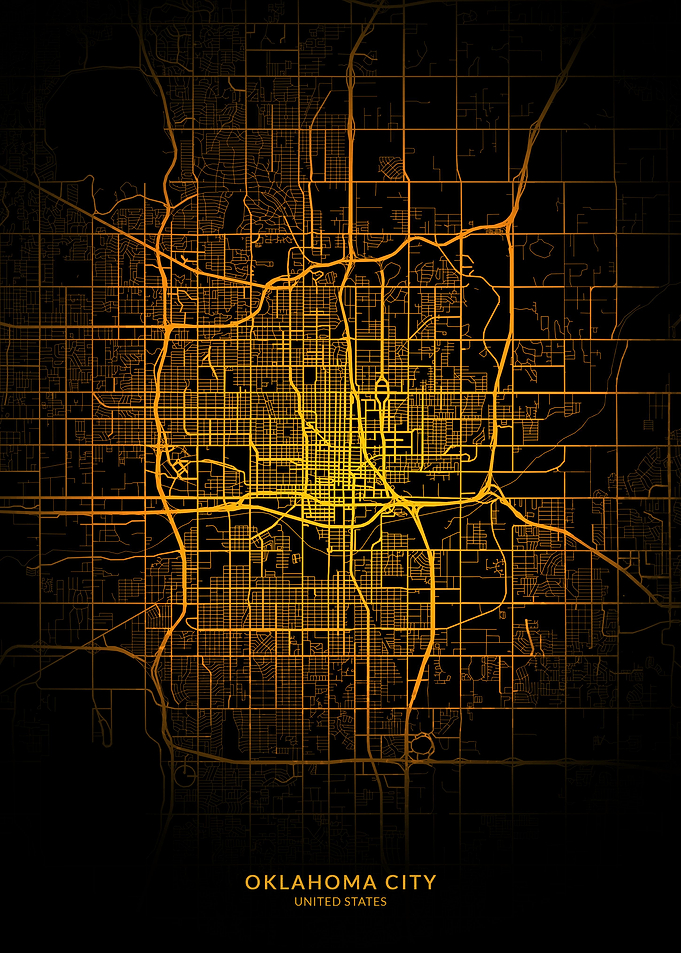 Oklahoma City Map Gold