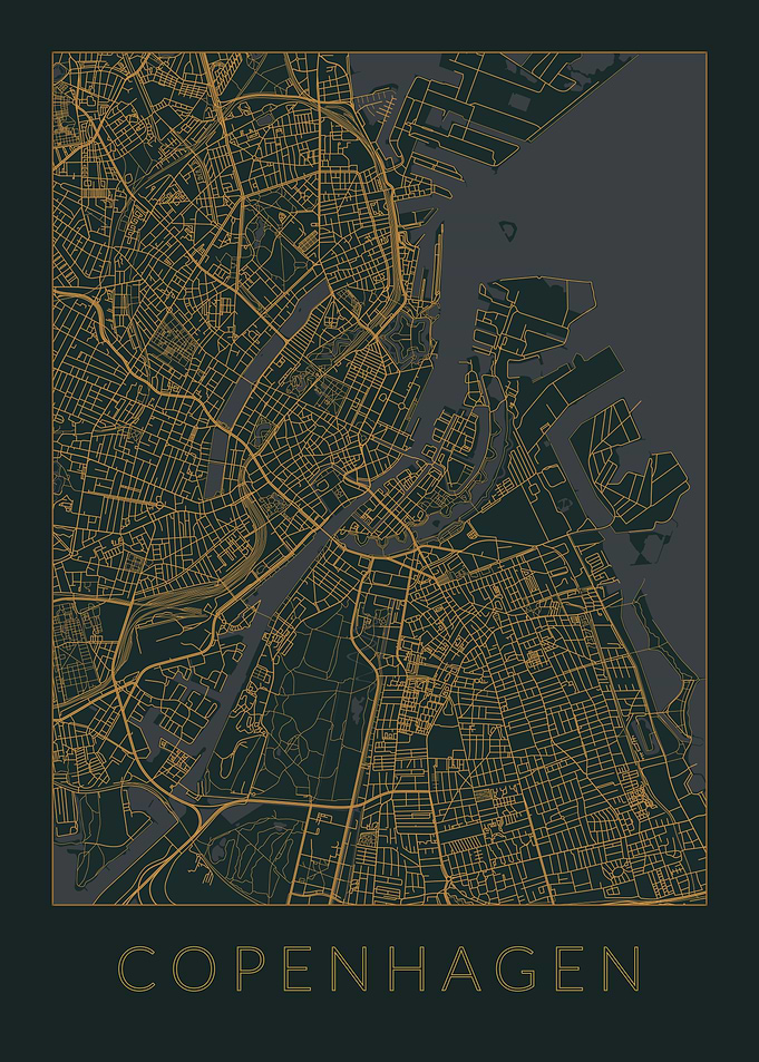 Copenhagen Gray Orange Map