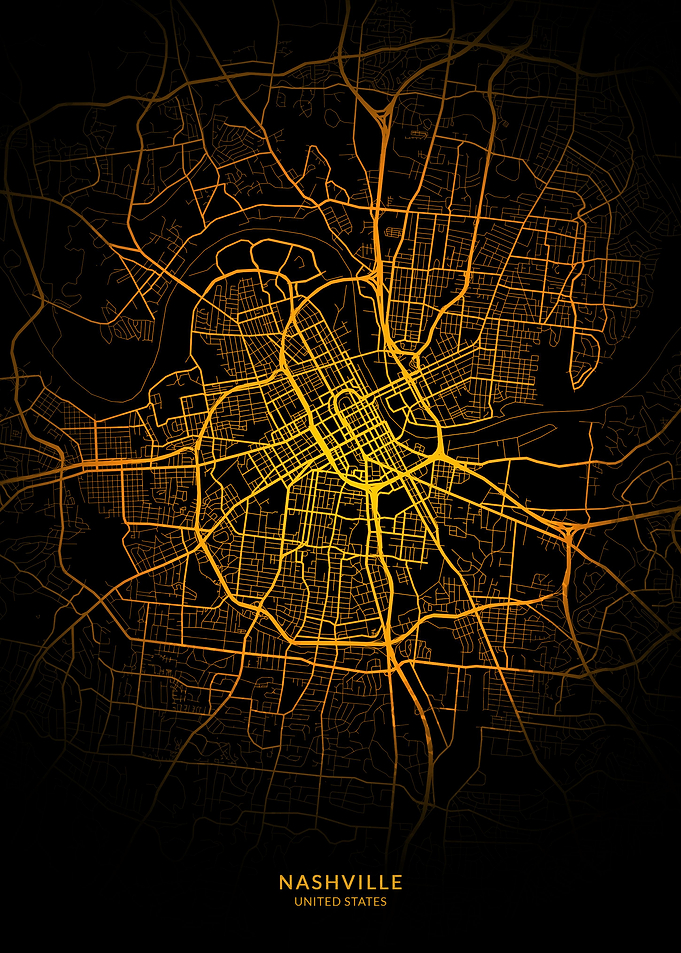 Nashville City Map Gold