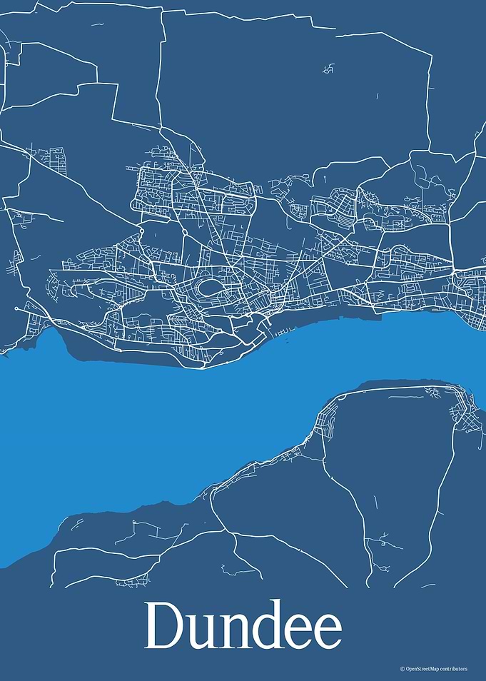 Dundee UK Blue Map
