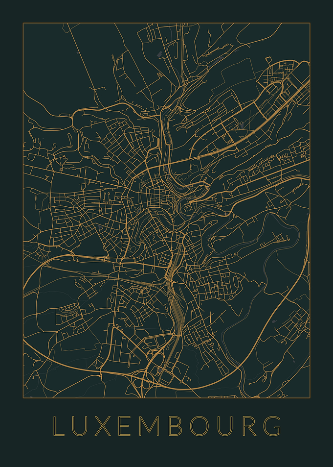 Luxembourg Gray Orange Map