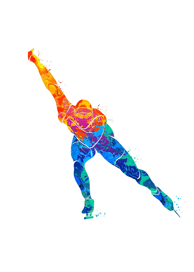 Speed skater in watercolor