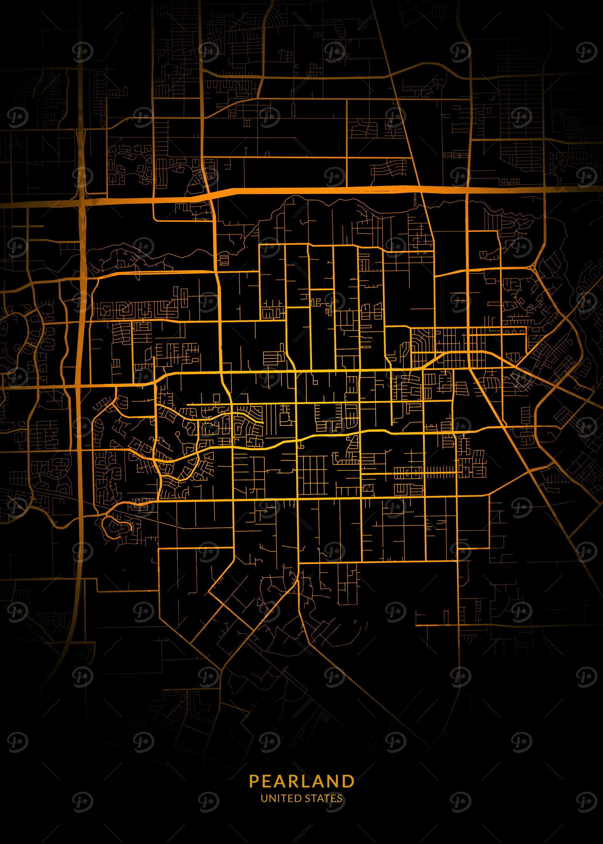 Pearland City Map Gold