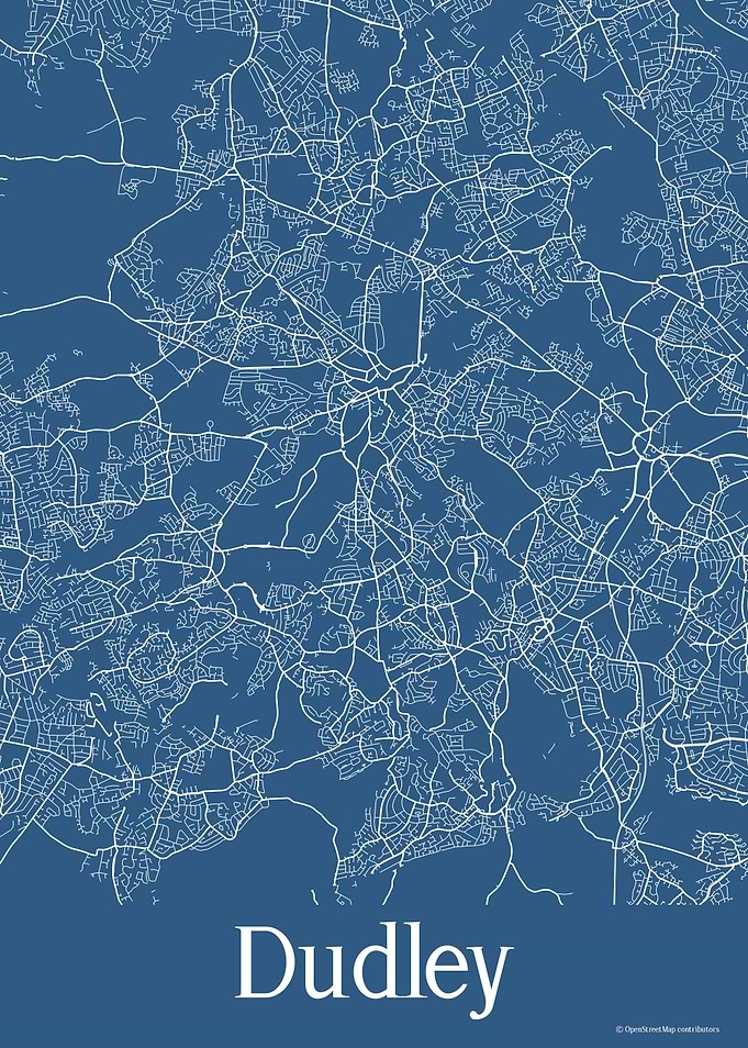 Dudley UK Blue Map