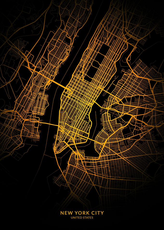 New York City Map Gold