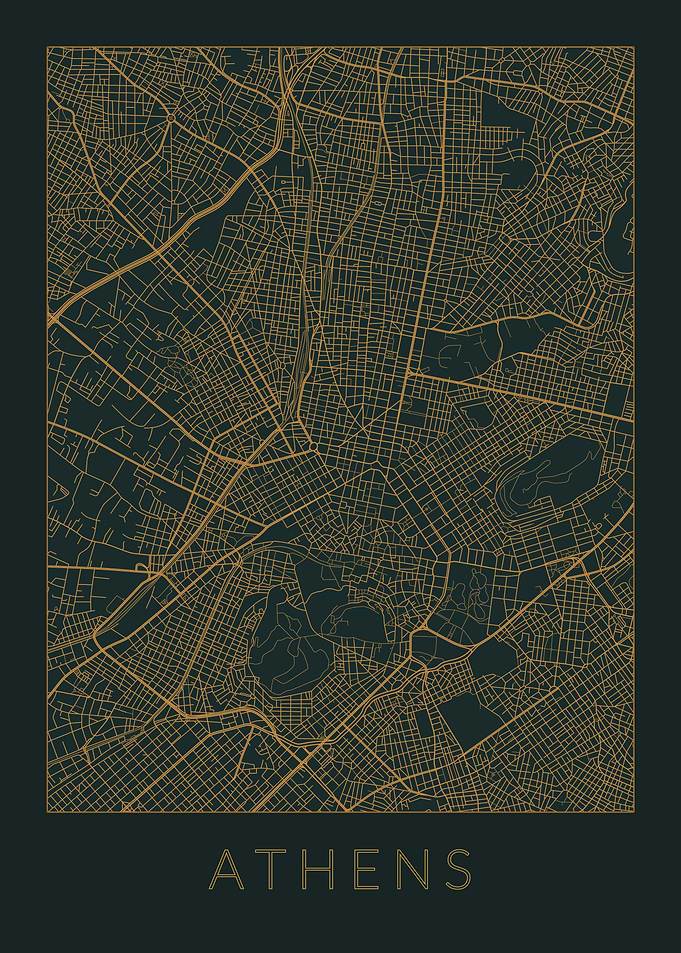 Athens Gray Orange Map