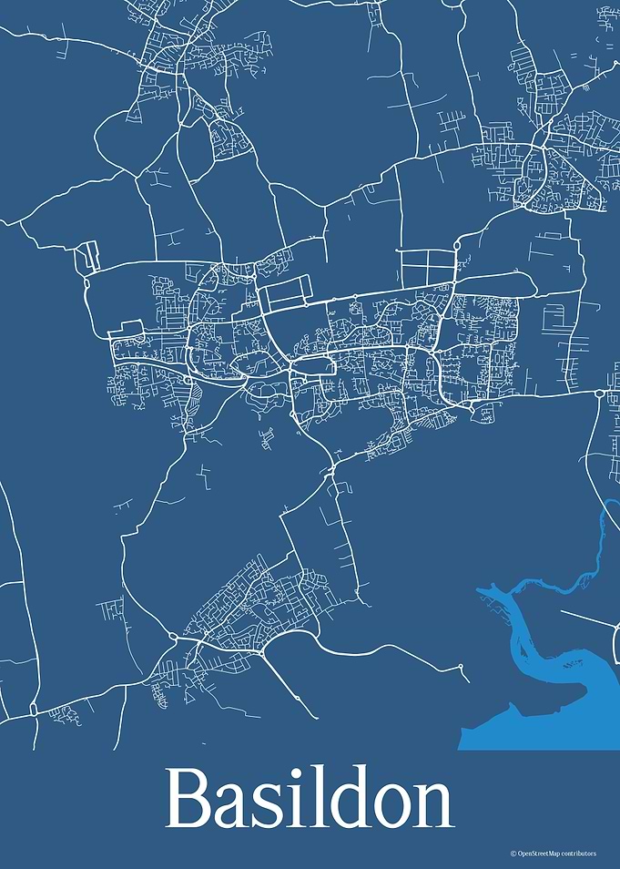 Basildon UK Blue Map