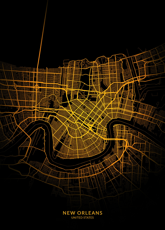 New Orleans City Map Gold