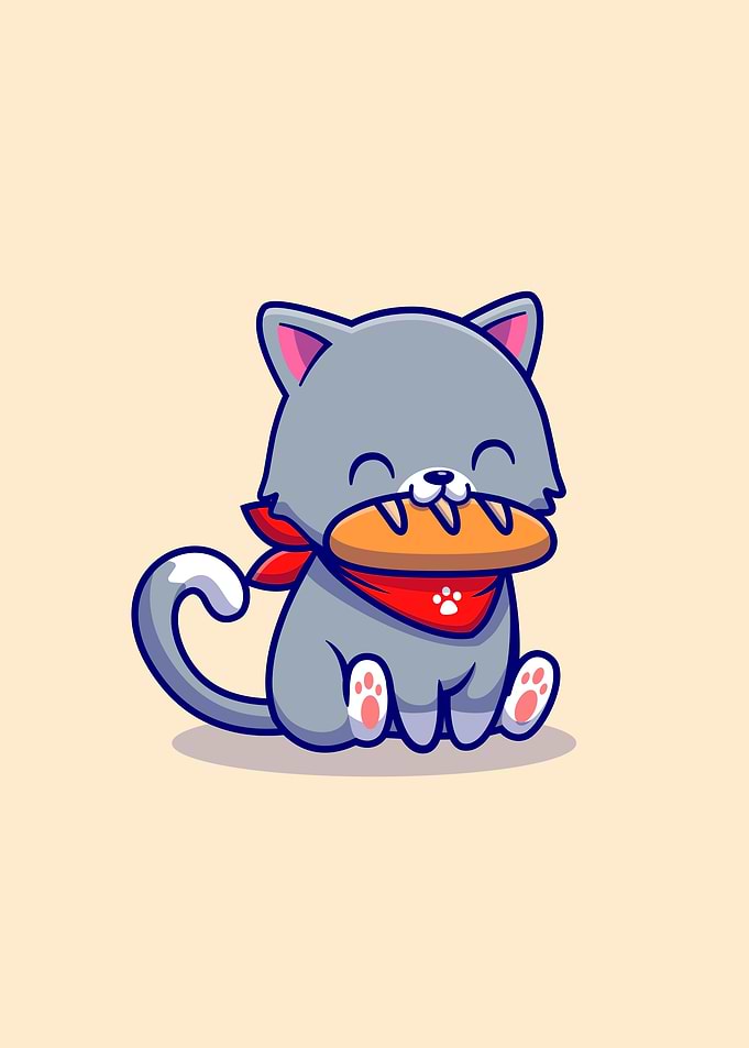Cute cat eating bread