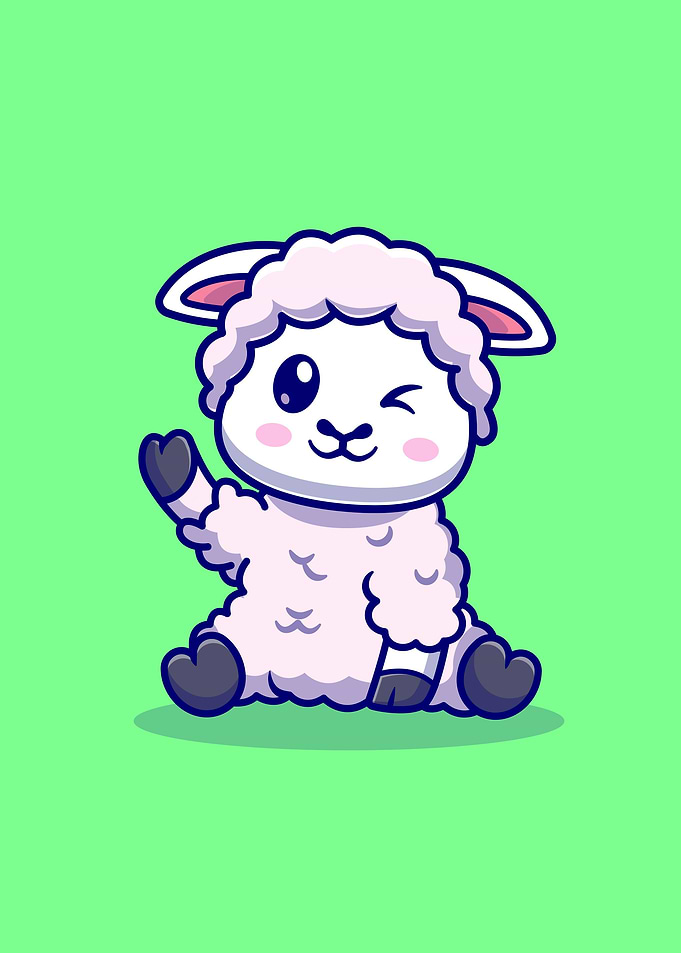 Cute baby sheep waving
