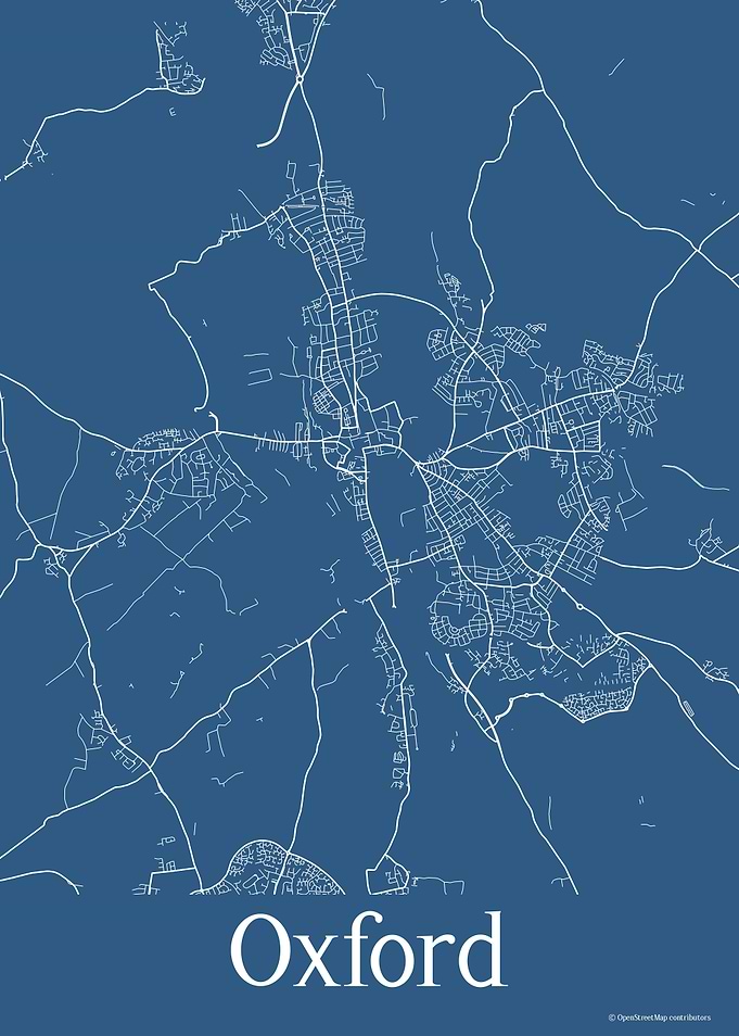 Oxford UK Blue Map