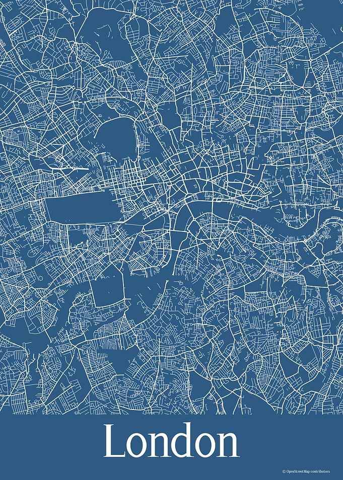 London UK Blue Map