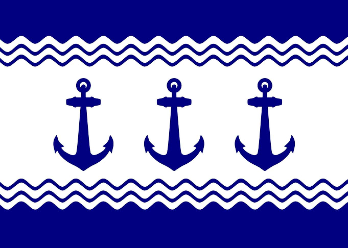 Navy Blue White Anchor