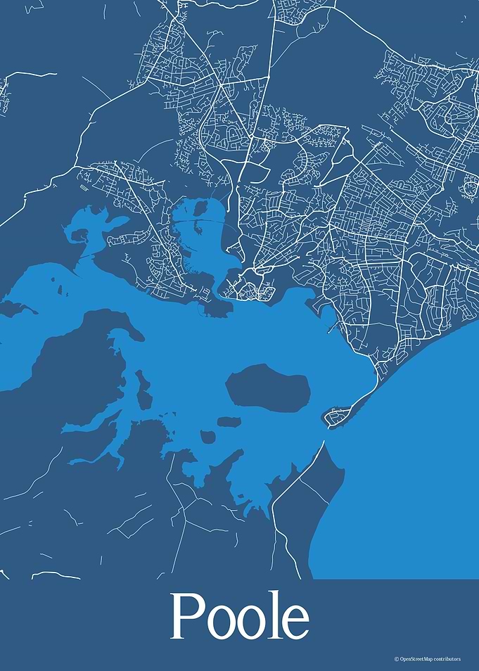 Poole UK Blue Map