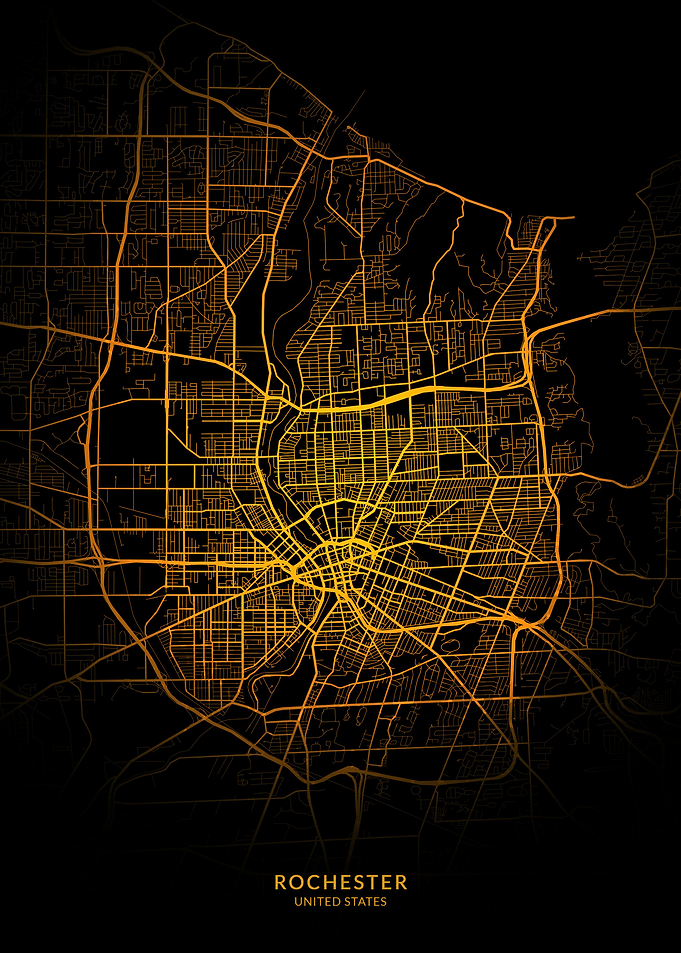 Rochester City Map Gold